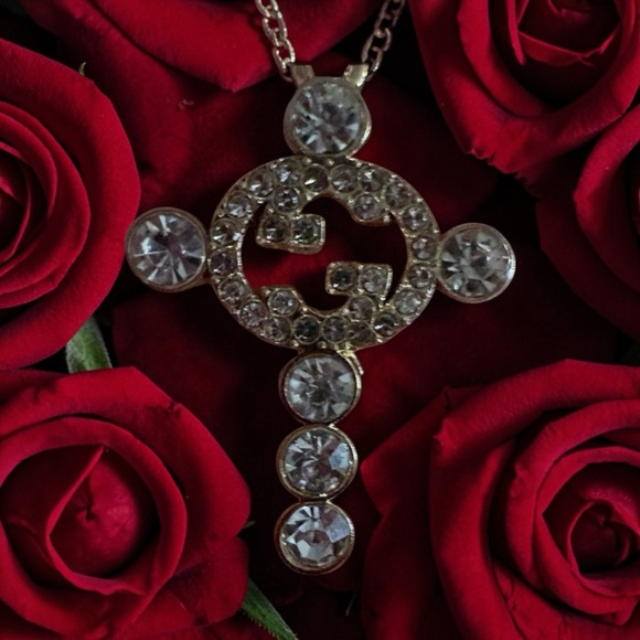 Gucci Jewelry - Gucci up cycled Crystal Logo Necklace